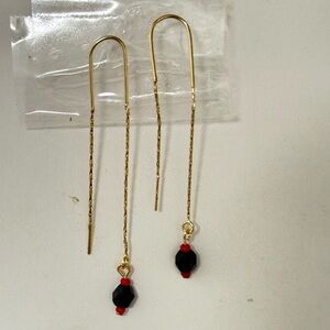 14k  Gold Filled Gold Red Drop Earrings